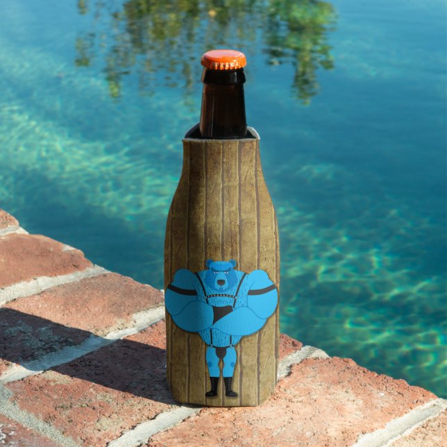 SlipperyJoe's gay muscle bear cartoon thong leathe Bottle Cooler (In Situ Pool)