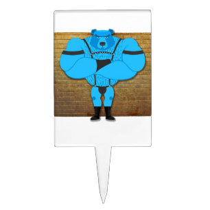 SlipperyJoe's gay muscle bear cartoon thong leathe Cake Topper
