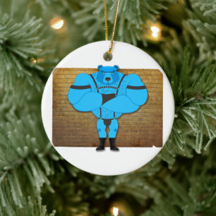 SlipperyJoe's gay muscle bear cartoon thong leathe Ceramic Ornament