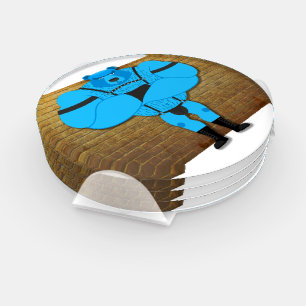 SlipperyJoe's gay muscle bear cartoon thong leathe Coaster Set