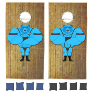 SlipperyJoe's gay muscle bear cartoon thong leathe Cornhole Set
