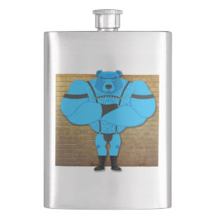 SlipperyJoe's gay muscle bear cartoon thong leathe Flask