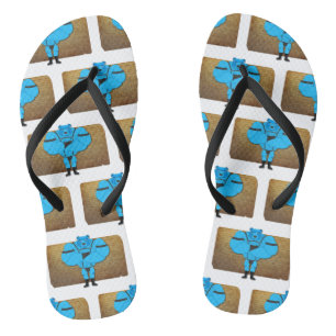 SlipperyJoe's gay muscle bear cartoon thong leathe Flip Flops