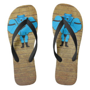 SlipperyJoe's gay muscle bear cartoon thong leathe Flip Flops