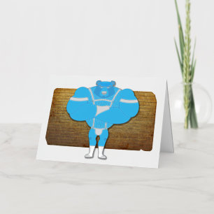 SlipperyJoe's gay muscle bear cartoon thong leathe Foil Greeting Card
