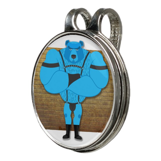 SlipperyJoe's gay muscle bear cartoon thong leathe Golf Hat Clip (3/4)