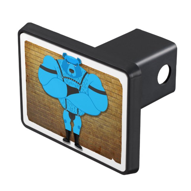 SlipperyJoe's gay muscle bear cartoon thong leathe Hitch Cover (Top Right)
