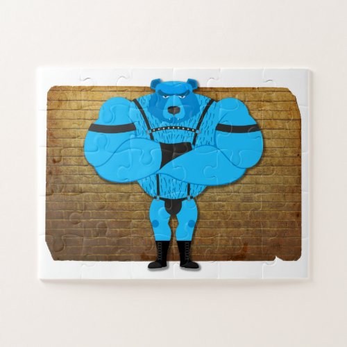 SlipperyJoes gay muscle bear cartoon thong leathe Jigsaw Puzzle