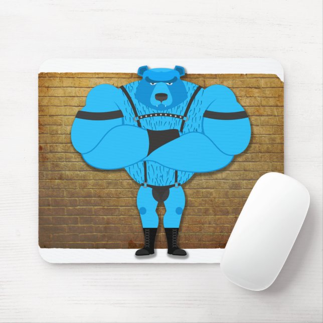 SlipperyJoe's gay muscle bear cartoon thong leathe Mouse Pad (With Mouse)