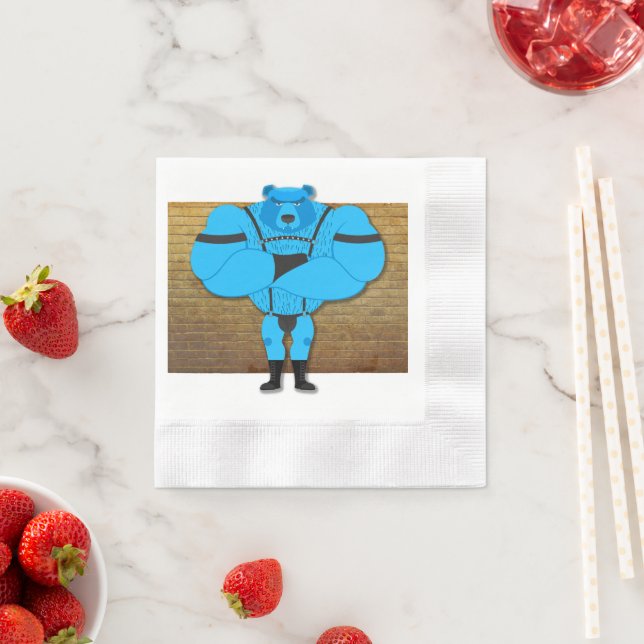 SlipperyJoe's gay muscle bear cartoon thong leathe Napkins (Insitu)