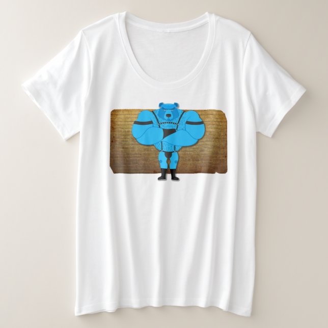 SlipperyJoe's gay muscle bear cartoon thong leathe Plus Size T-Shirt (Design Front)