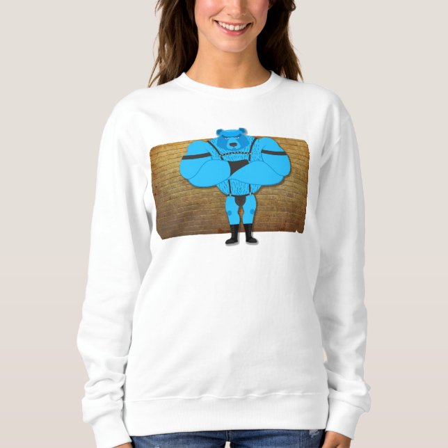 SlipperyJoe's gay muscle bear cartoon thong leathe Sweatshirt (Front)