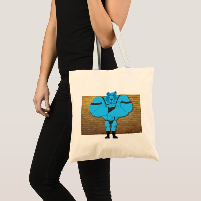 SlipperyJoe's gay muscle bear cartoon thong leathe Tote Bag (Front (Product))