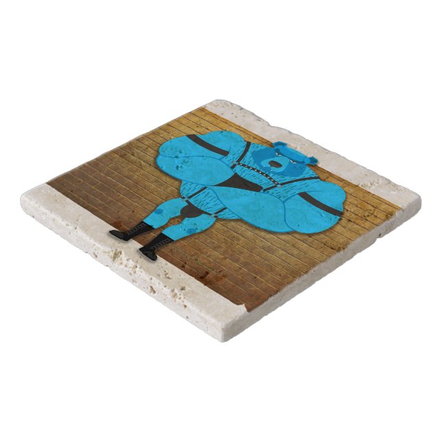 SlipperyJoe's gay muscle bear cartoon thong leathe Trivet (Corner)