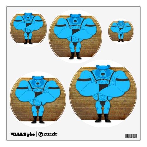 SlipperyJoes gay muscle bear cartoon thong leathe Wall Decal