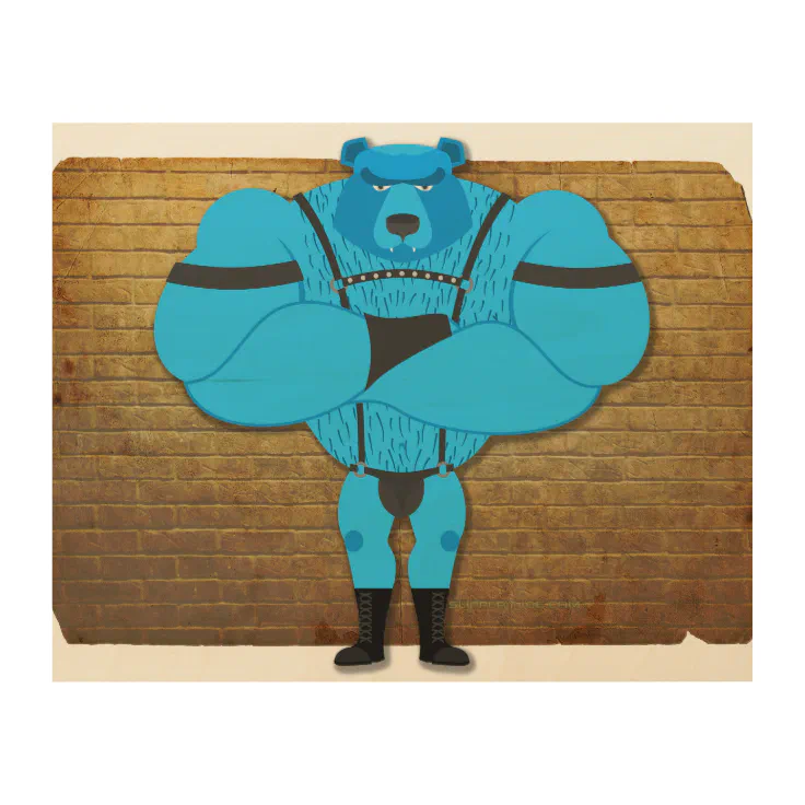 SlipperyJoe's gay muscle bear cartoon thong leathe Wood Wall Art | Zazzle SlipperyJoe's gay muscle bear cartoon thong leathe Wood Wall Art | Zazzle