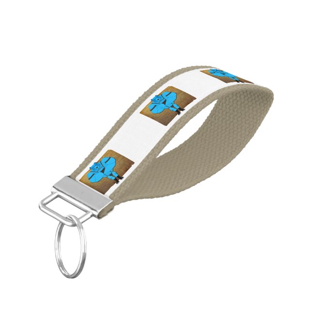 SlipperyJoe's gay muscle bear cartoon thong leathe Wrist Keychain (Angled Down)