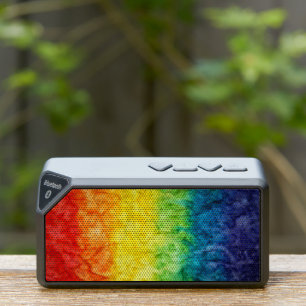 SlipperyJoe's gay pride flag rainbow colors tie-dy Bluetooth Speaker
