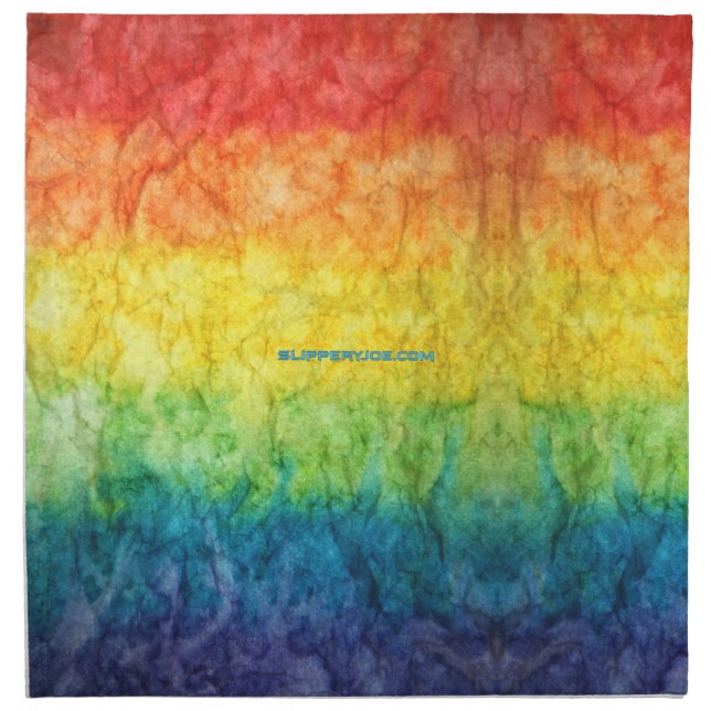 SlipperyJoe's gay pride flag rainbow colors tie-dy Cloth Napkin (Front)