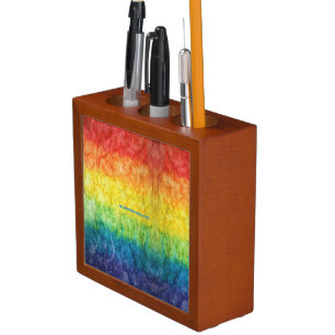 SlipperyJoe's gay pride flag rainbow colors tie-dy Desk Organizer