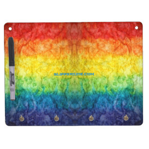 SlipperyJoe's gay pride flag rainbow colors tie-dy Dry Erase Board With Keychain Holder