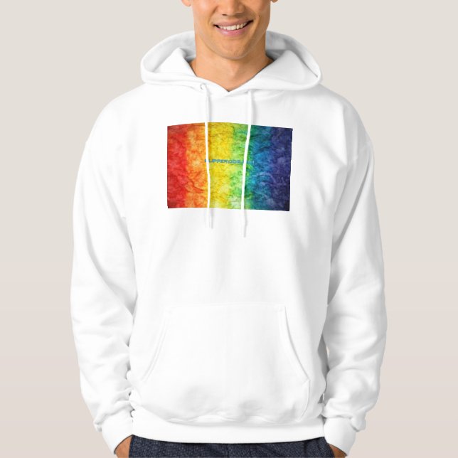 SlipperyJoe's gay pride flag rainbow colors tie-dy Hoodie (Front)