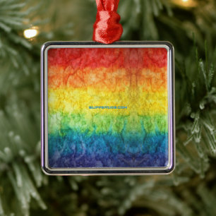 SlipperyJoe's gay pride flag rainbow colors tie-dy Metal Ornament