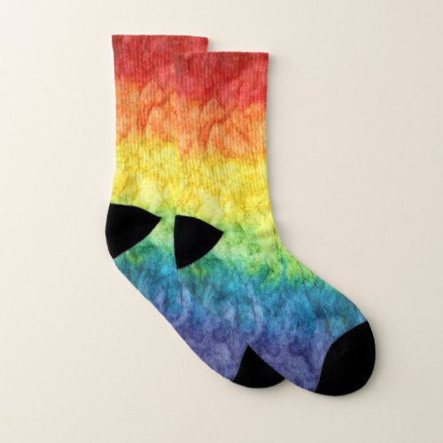 SlipperyJoes gay pride flag rainbow colors tie_dy Socks