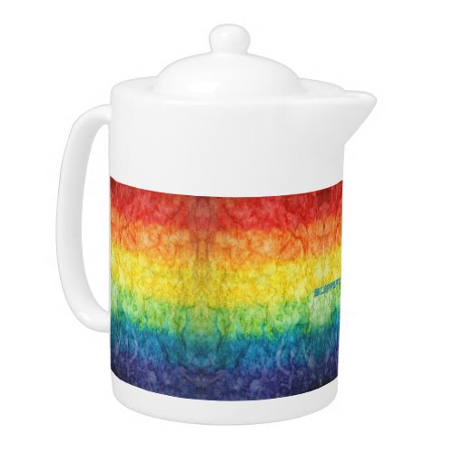 SlipperyJoes gay pride flag rainbow colors tie_dy Teapot