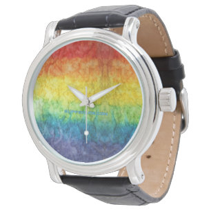 SlipperyJoe's gay pride flag rainbow colors tie-dy Watch