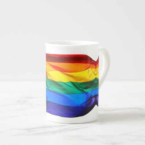SlipperyJoes Gay Pride Flag wave pride colors rai Bone China Mug