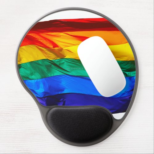 SlipperyJoes Gay Pride Flag wave pride colors rai Gel Mouse Pad