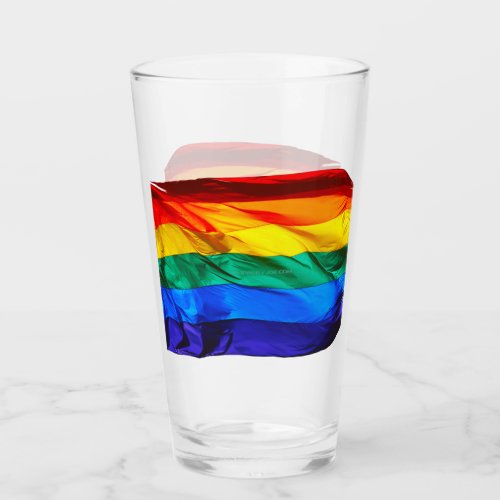 SlipperyJoes Gay Pride Flag wave pride colors rai Glass