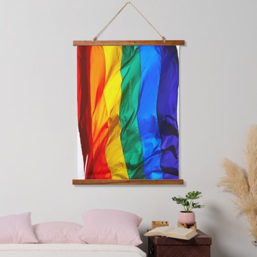 SlipperyJoes Gay Pride Flag wave pride colors rai Hanging Tapestry
