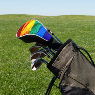 SlipperyJoe's gay pride flag waving pride colors v Golf Head Cover