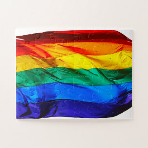 SlipperyJoe's gay pride flag waving pride colors v Jigsaw Puzzle