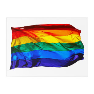 SlipperyJoe's gay pride flag waving red orange yel Acrylic Print