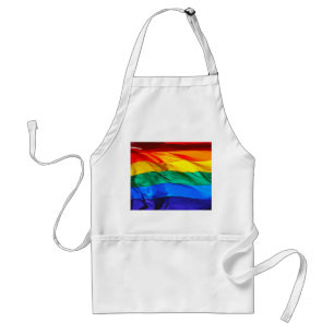 SlipperyJoe's gay pride flag waving red orange yel Adult Apron