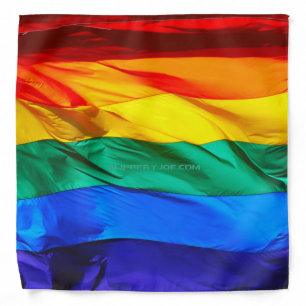 SlipperyJoe's gay pride flag waving red orange yel Bandana