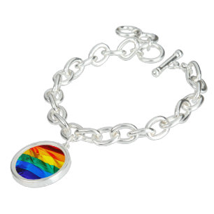 SlipperyJoe's gay pride flag waving red orange yel Bracelet