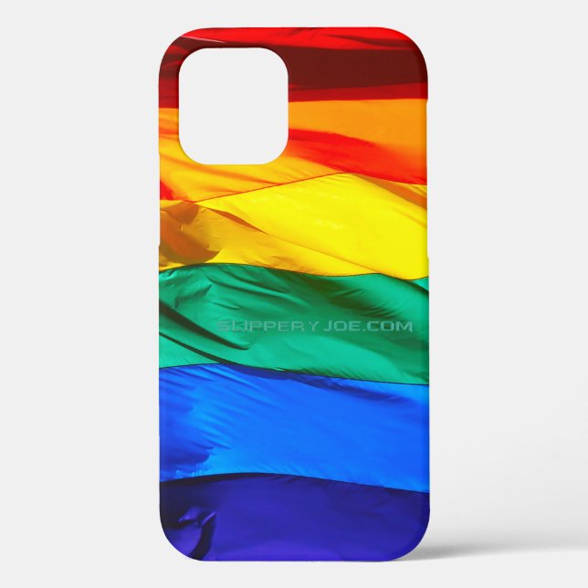 SlipperyJoe's gay pride flag waving red orange yel Case-Mate iPhone Case (Back)