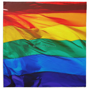 SlipperyJoe's gay pride flag waving red orange yel Cloth Napkin
