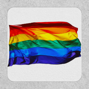 SlipperyJoe's gay pride flag waving red orange yel Patch