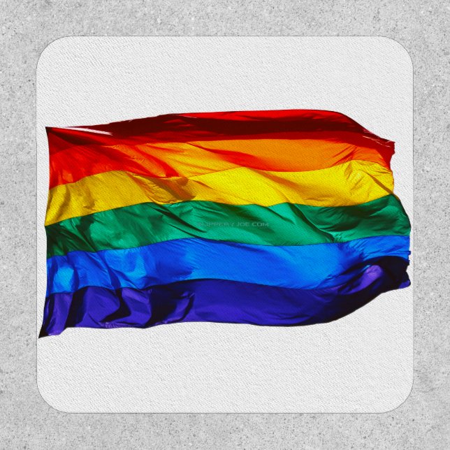 SlipperyJoe's gay pride flag waving red orange yel Patch (Front)