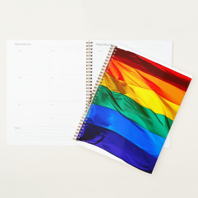 SlipperyJoe's gay pride flag waving red orange yel Planner (Display)