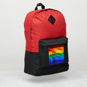 SlipperyJoe's gay pride flag waving red orange yel Port Authority® Backpack