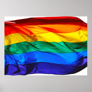 SlipperyJoe's gay pride flag waving red orange yel Poster