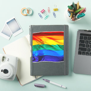 SlipperyJoe's gay pride flag waving red orange yel Sticker