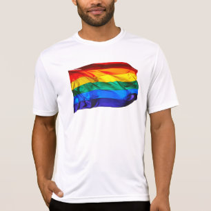SlipperyJoe's gay pride flag waving red orange yel T-Shirt