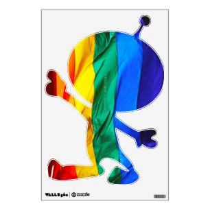 SlipperyJoe's gay pride flag waving red orange yel Wall Decal